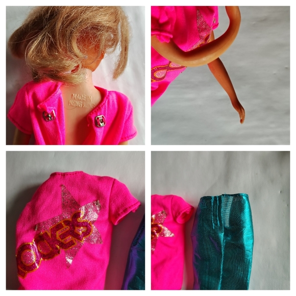 Vintage Blonde Hair Doll Pink Rock Shirt Blue Maxi Skirt Hong Kong Unbranded - Picture 3 of 16